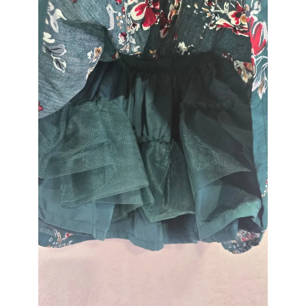 NWT‎ Carters Baby Girl Green Floral Flutter Sleeve Holiday Dress 24 months